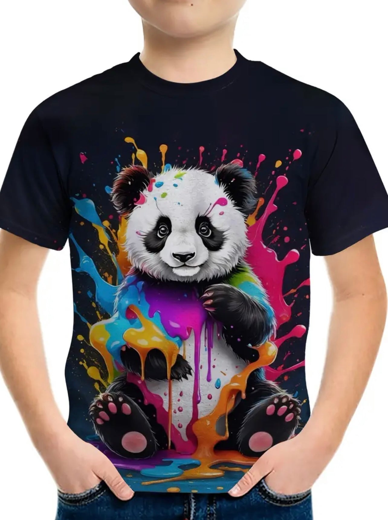 Black t-shirt with panda