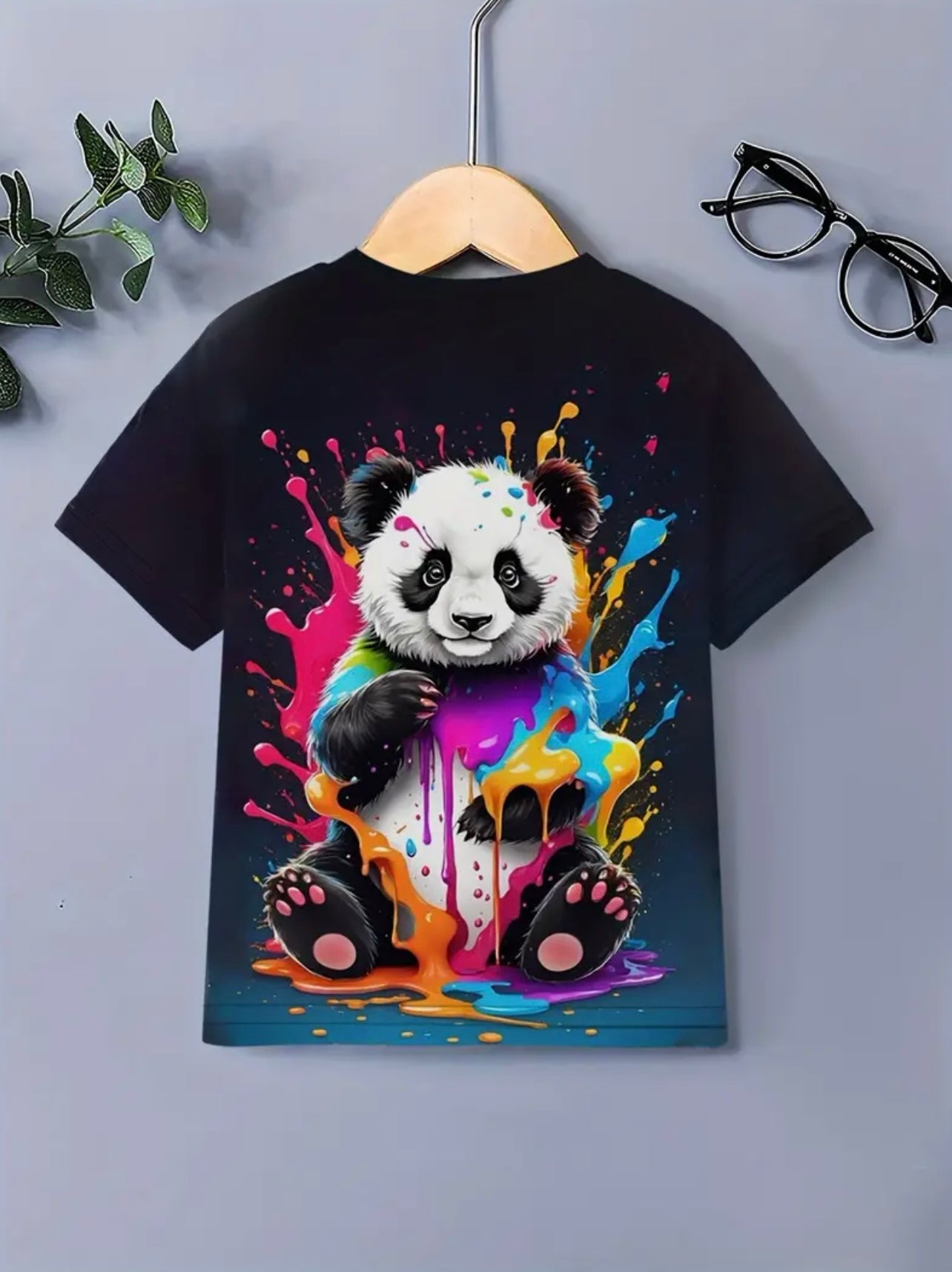 Black t-shirt with panda