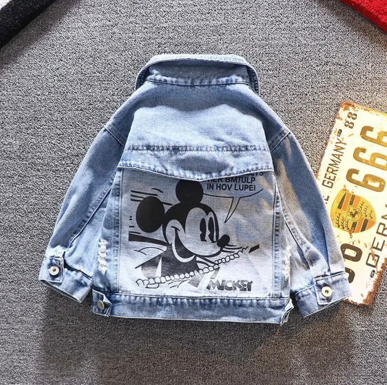 Denim jacket for boys and girls with Mickey Mouse