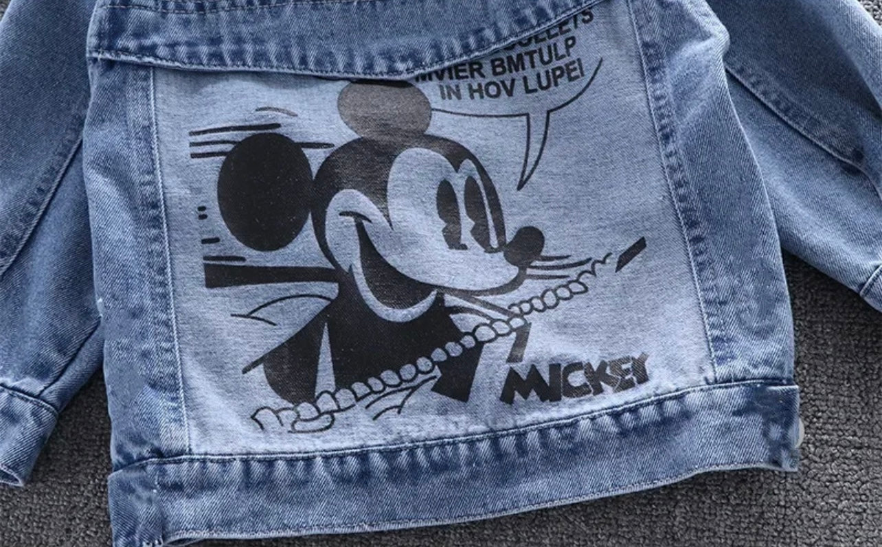 Denim jacket for boys and girls with Mickey Mouse