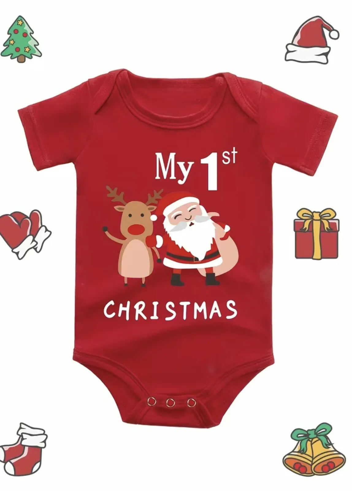 Baby Christmas romper, red, with Santa 0-3 months