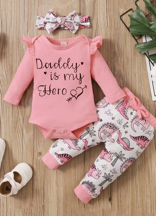 Girl Set "Daddy is my Hero" 3-6 months