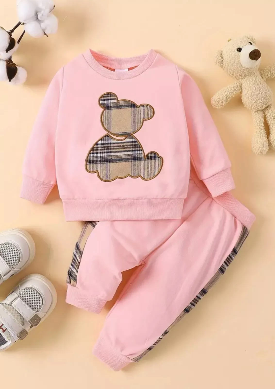 Baby Girls Sets with Bear Pink Grey Size 18-24 month