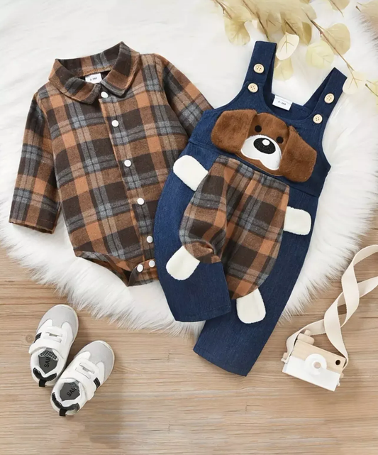 Baby Boy Outfit  with Dog 12-18m